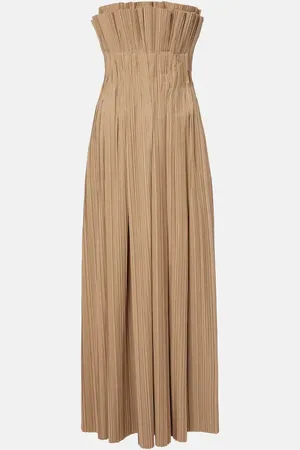 The Row Cristel pleated poplin bustier gown