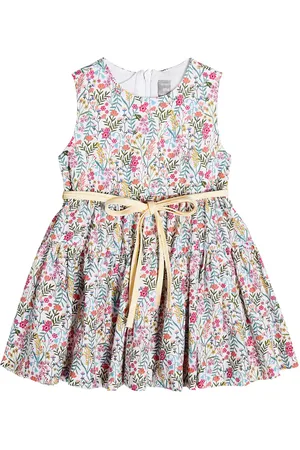 Il gufo Baby floral tiered cotton dress