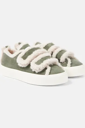 INUIKII Shearling-trimmed suede sneakers