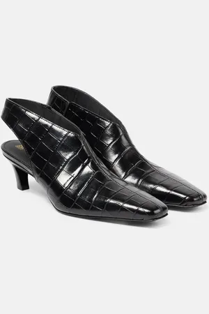 Totême The Mid Heel Croco leather slingback pumps