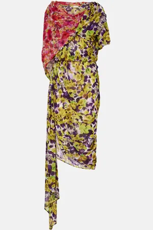 DRIES VAN NOTEN Floral gathered midi dress