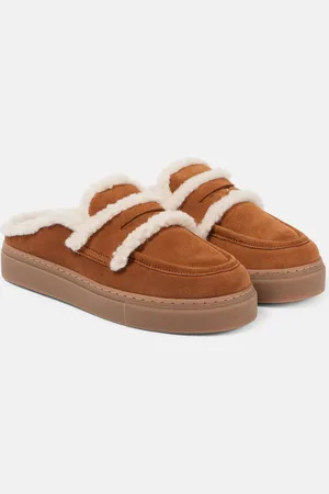 INUIKII Shearling-trimmed suede mules
