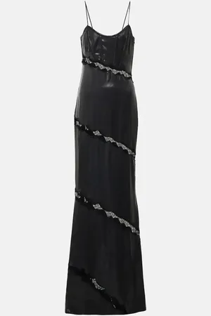 Alessandra Rich Lace-embroidered faux leather dress