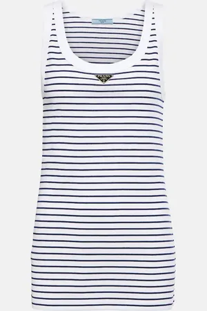 Prada Striped cotton jersey tank top