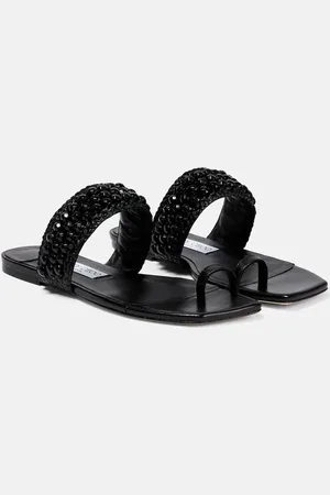 Jimmy Choo Amoure Flat embellished raffia sandals