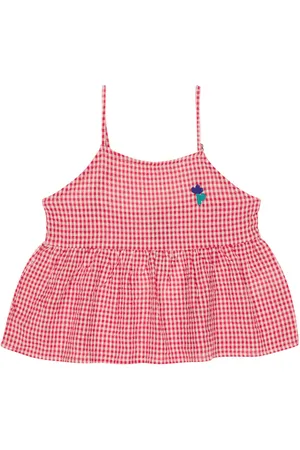 Bobo Choses Vichy cotton and linen top