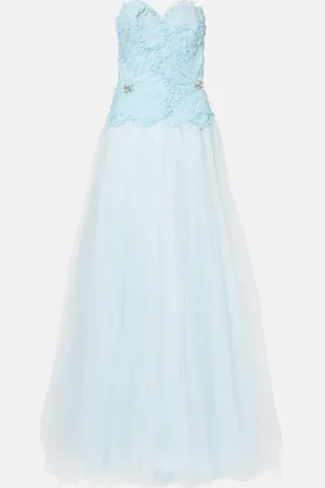 Costarellos Edra floral strapless tulle gown