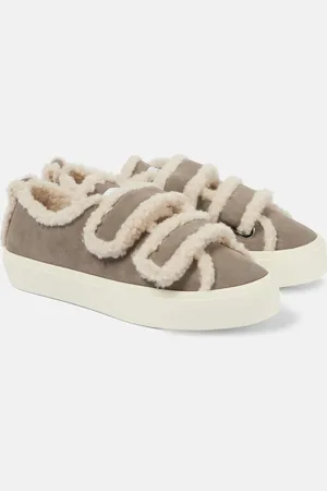 INUIKII Shearling-trimmed suede sneakers