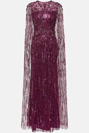 Jenny Packham Ruby caped sequined gown