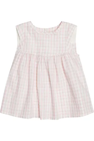 BONPOINT Armonie checked cotton and linen top