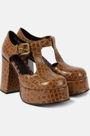 Etro Croc-effect leather Mary Jane pumps