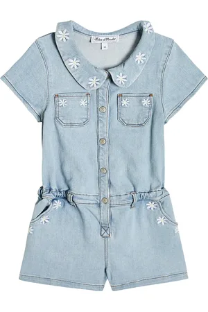 Tartine Et Chocolat Embroidered denim playsuit