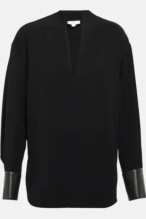 Vince Faux leather-trimmed blouse