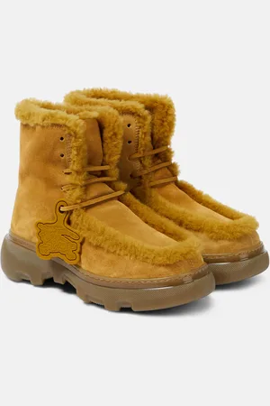Burberry Chugga shearling-trimmed suede boots