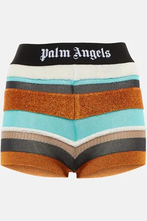Palm Angels Lurex striped knit shorts