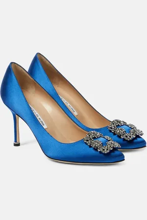 Manolo Blahnik Hangisi 90 embellished satin pumps