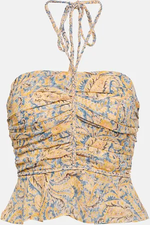 VERONICA BEARD Paisley halter-neck silk top