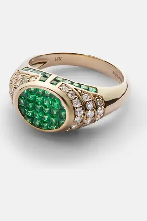 Rainbow K Lady Emerald 14kt gold ring with emerald and diamonds