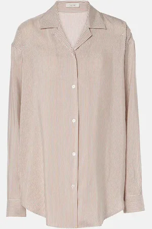 The Row Valene striped silk shirt