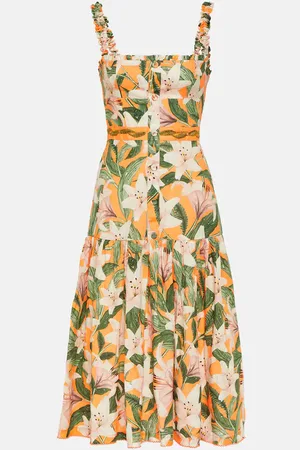 Agua by Agua Bendita Nispero floral linen midi dress