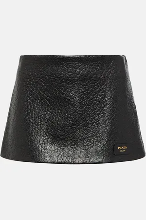 Prada Low-rise leather miniskirt