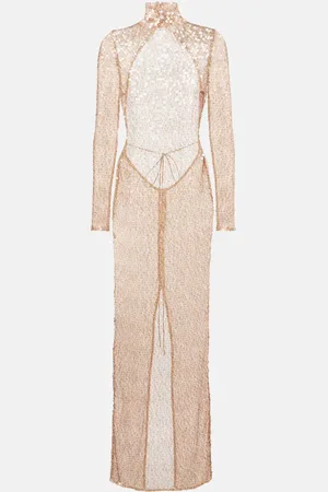 MAGDA BUTRYM Sequined turtleneck sheer maxi dress
