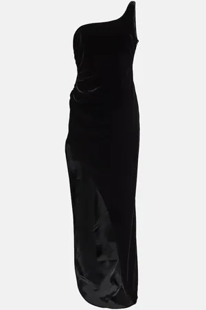 Alessandra Rich One-shoulder velvet maxi dress