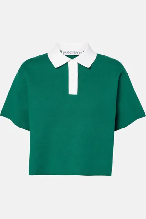 J.W.Anderson Cropped cotton and cashmere polo shirt