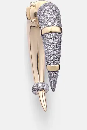Rainbow K Horn 14kt gold single earring with diamonds