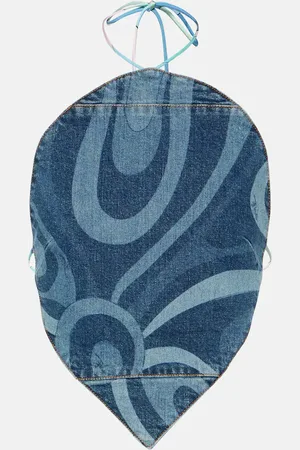 Puccini Marmo halterneck denim top