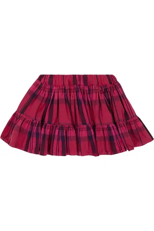 MORLEY Tiered checked cotton skirt