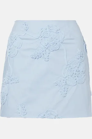 ROTATE Floral embroidered cotton miniskirt
