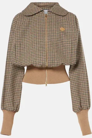 Patou Houndstooth wool-blend flannel bomber jacket