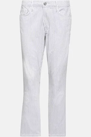 Frame Le Crop Mini striped mid-rise bootcut jeans