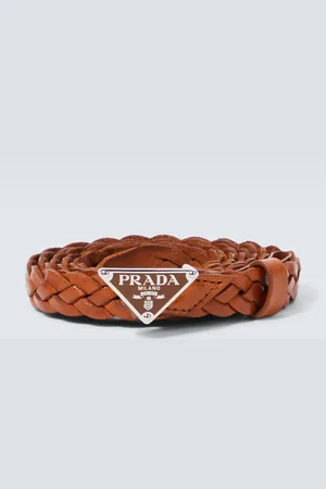 Prada Logo woven leather belt