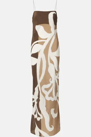 SIR Floral printed silk satin maxi dress