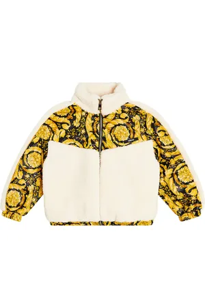 VERSACE Barocco faux shearling-paneled jacket