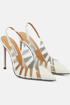 Aquazzura Hot Rumor 105 leather and PVC slingback pumps