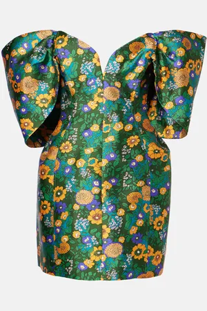ALÉMAIS Printed off-shoulder corset dress