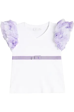 MONNALISA Ruffled cotton-blend top