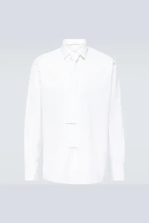 Prada Tie-neck cotton tuxedo shirt