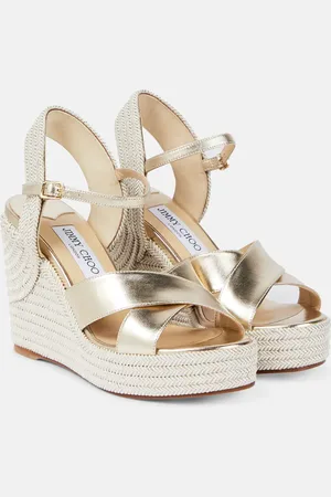 Jimmy Choo Dellena 100 metallic leather wedge sandals
