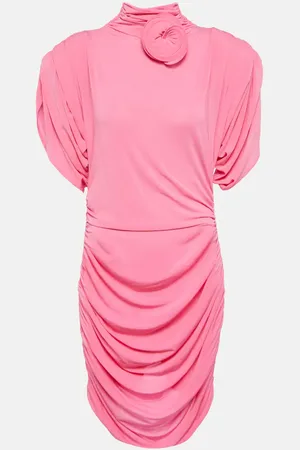 MAGDA BUTRYM Rose-appliquÃ© ruched jersey minidress