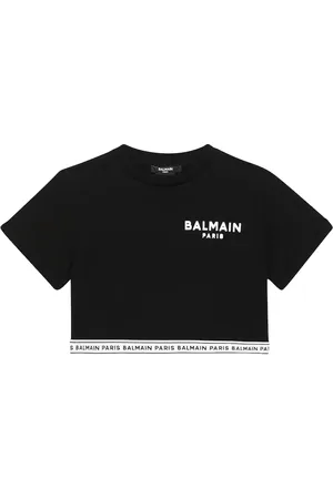 Balmain Logo cropped cotton jersey T-shirt