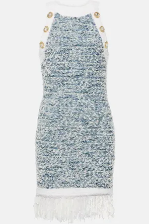 Balmain Fringed tweed minidress