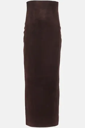 Khaite Loxley suede pencil skirt