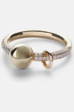 Rainbow K Piercing 14kt gold ring with diamonds