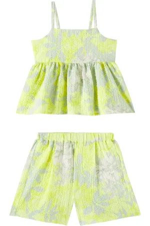 Il gufo Printed cotton top and shorts set