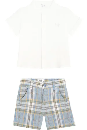 Il gufo Baby linen shirt and shorts set