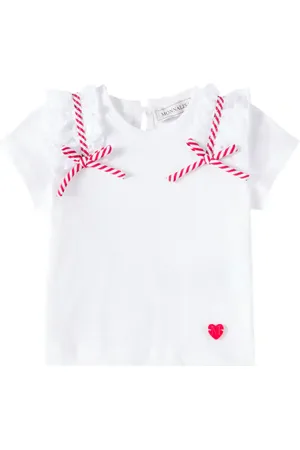 MONNALISA Bow-detail cotton jersey T-shirt